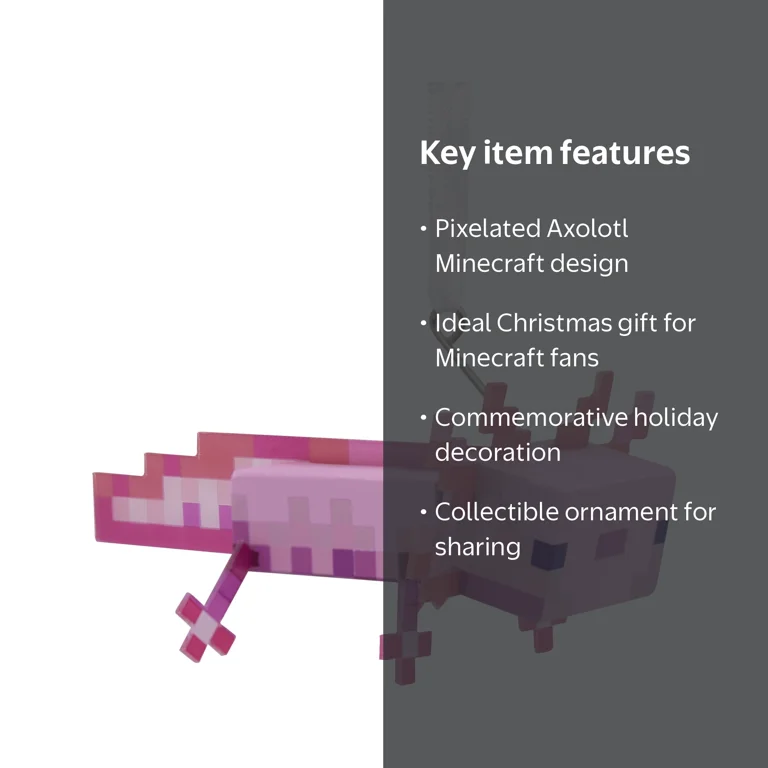 Hallmark Minecraft Axolotl Christmas Ornament, 1.99 x 2.08 x 3.75