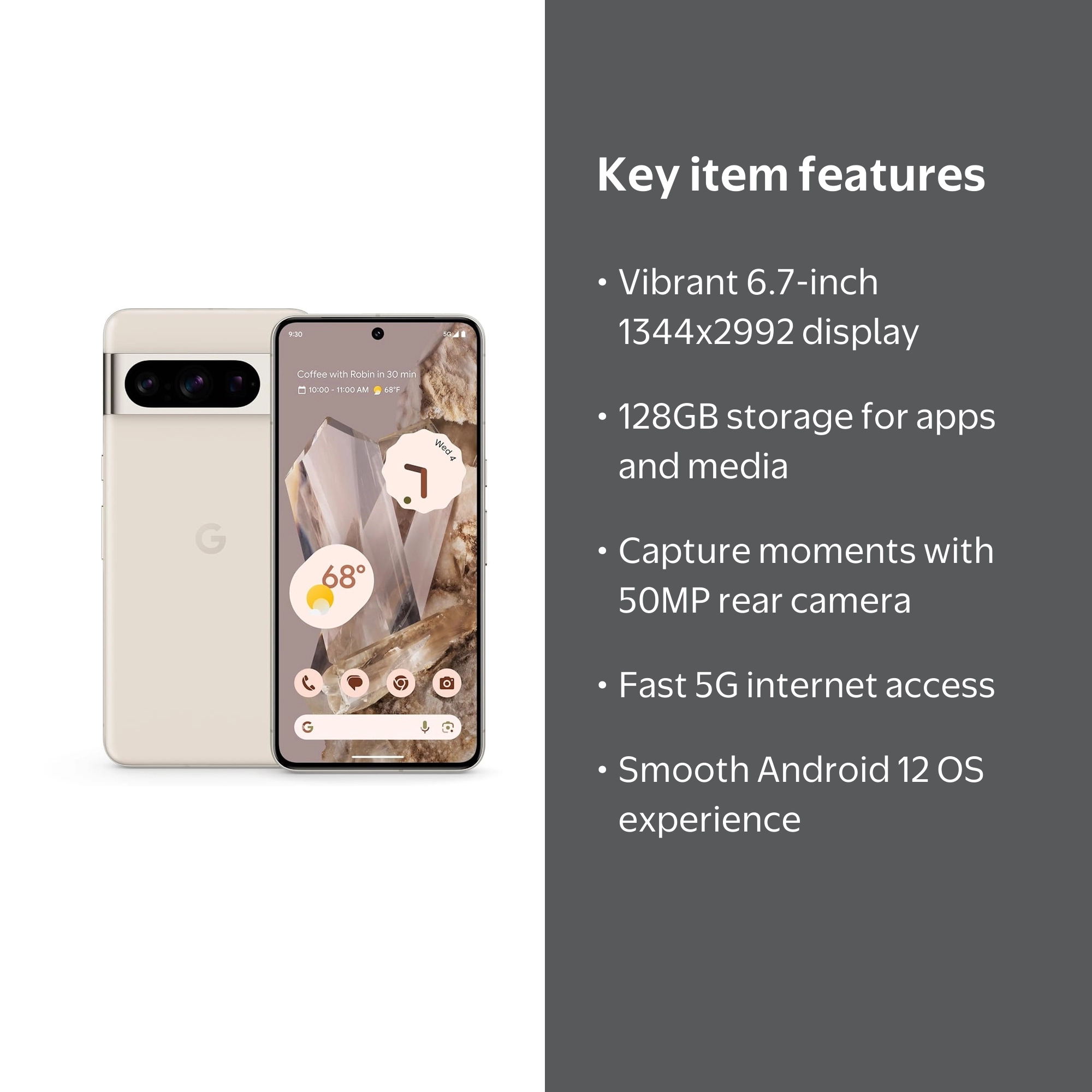 Google Pixel 8 Pro 5G Smartphone, 128GB, Brown, 6.7-inch display