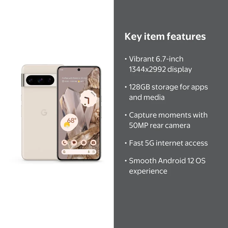 Google Pixel 8 Pro 5G Smartphone, 128GB, Brown, 6.7-inch display