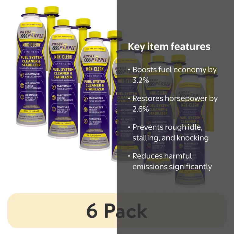 6 pack) Royal Purple Max-Clean Fuel System Cleaner & Stabilizer