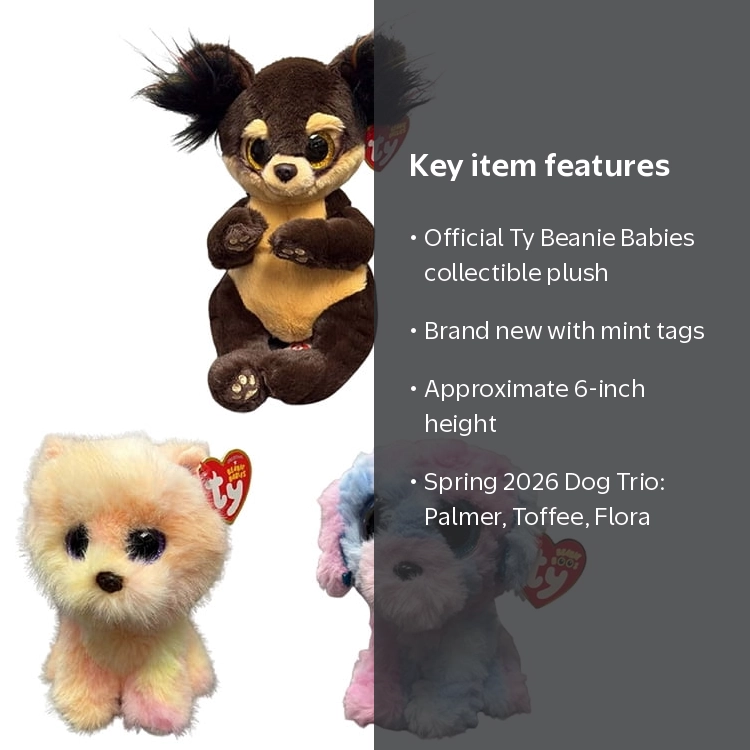 TY Beanie Babies - SET OF 3 Spring 2026 Dogs (Palmer, Toffee