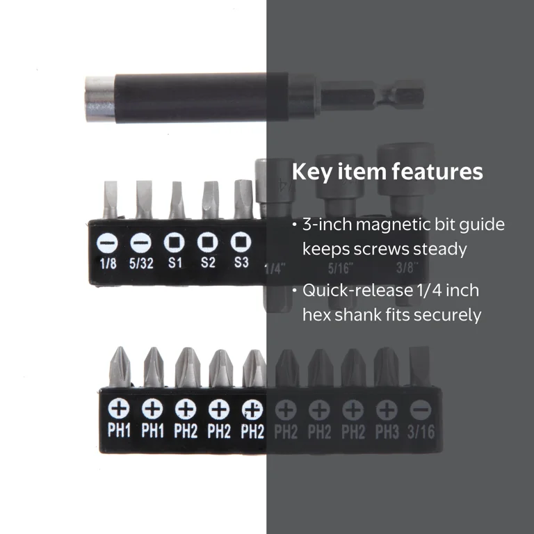 Hyper Tough 19-Piece Magnetic Screwdriver Bit Set with Steel Bits