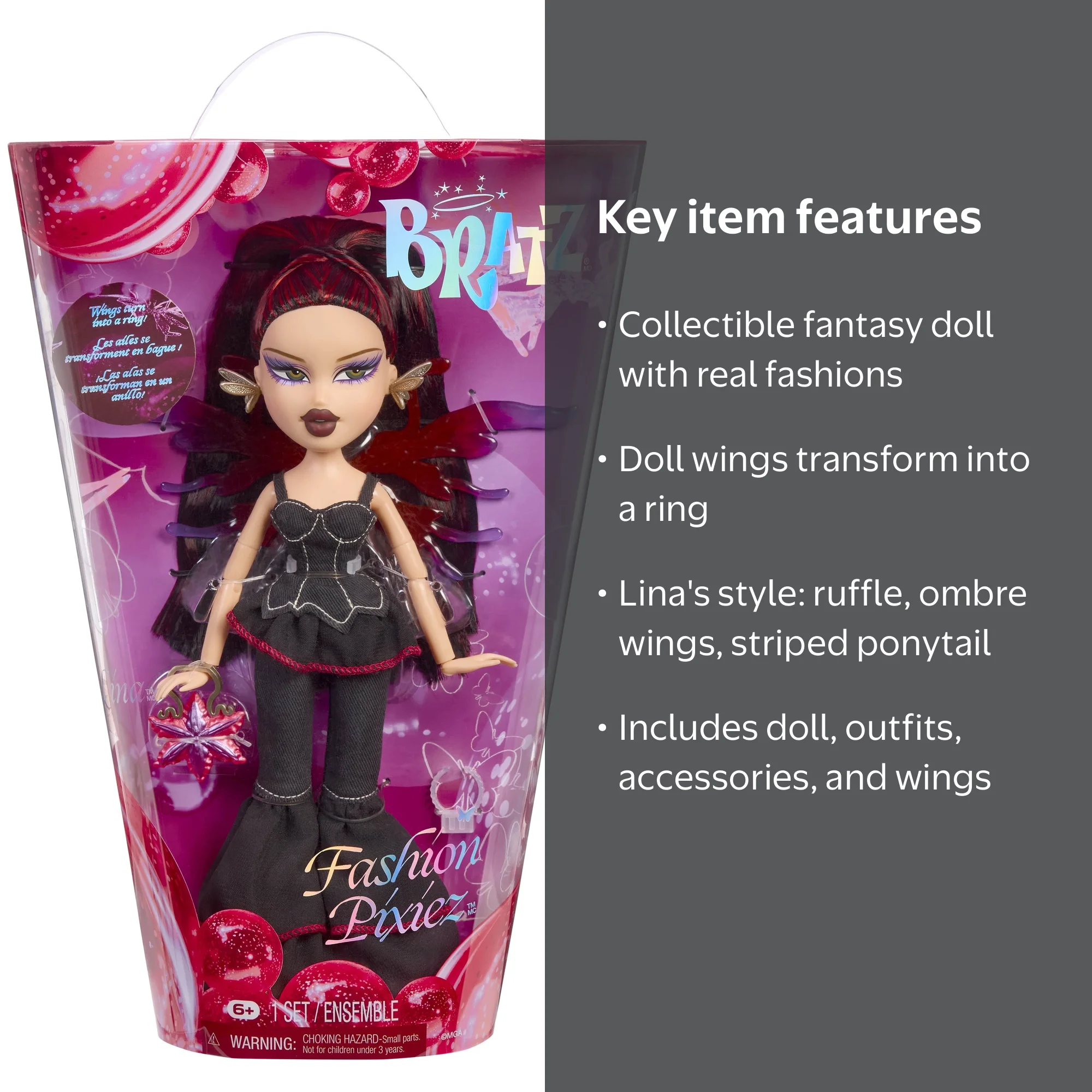 Bratz, Fashion Pixiez Doll, Lina, with Wings and Accessories