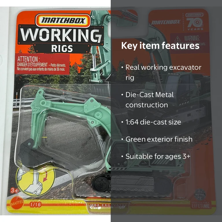 Matchbox Toys: Working Rigs MBX Excavator (Green) - 1:64 Scale Die