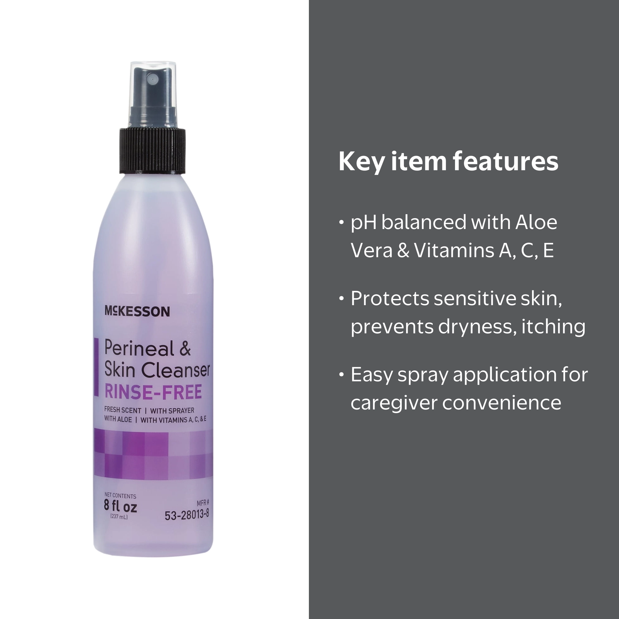 McKesson Rinse-Free Perineal Wash, Fresh Scent, 8 oz Bottle