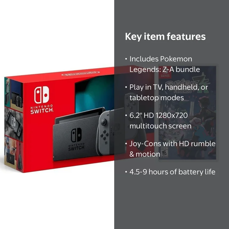 Nintendo Switch Grey Console with Pokemon Legends: Z-A Bundle