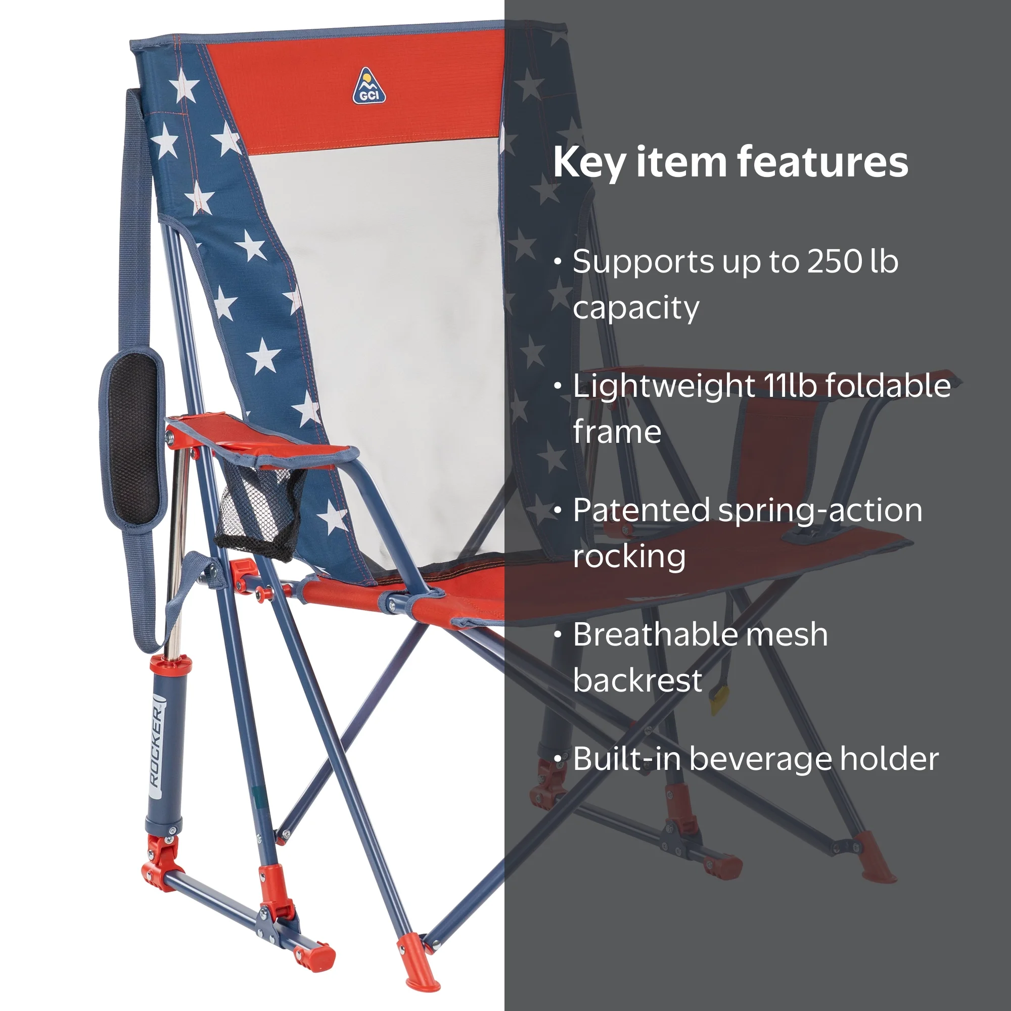 GCI Outdoor Comfort Pro Rocker Foldable Rocking Camp Chair with