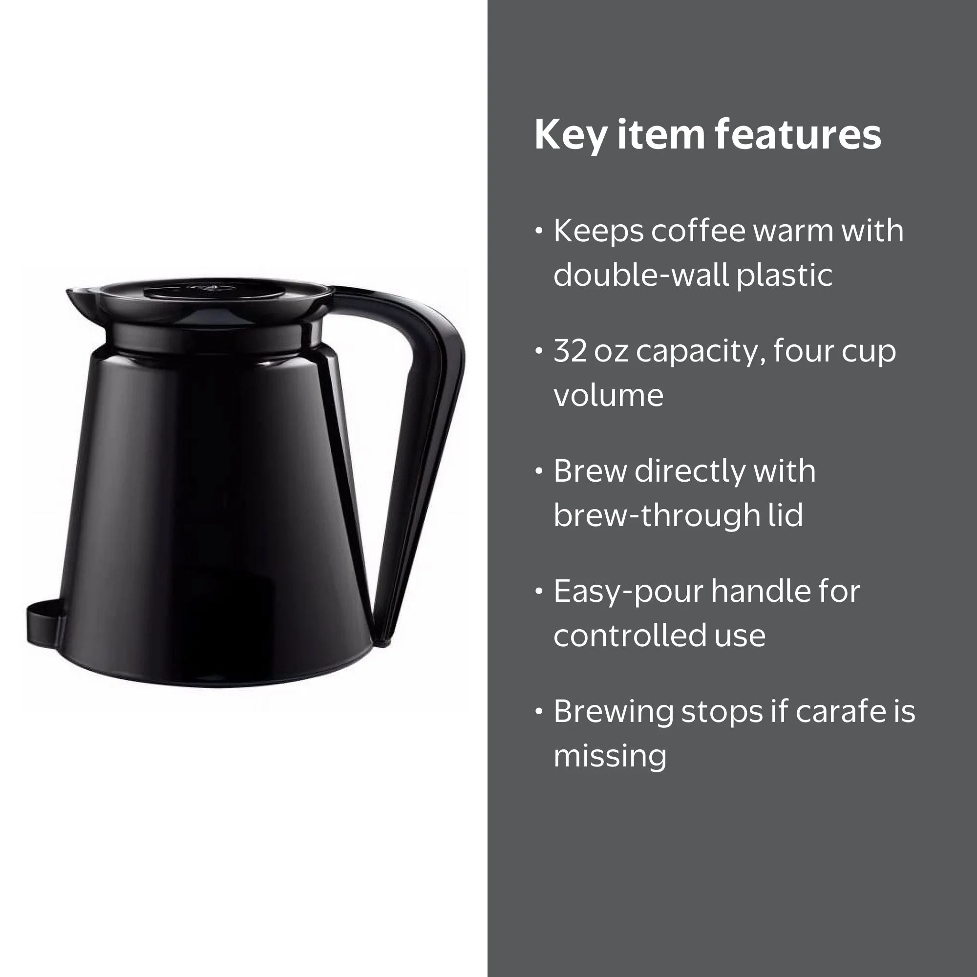 Keurig 2.0 Plastic Carafe, Double-Wall 32 oz Coffee Pot, Brew-Through Lid,  Handle - Walmart.com
