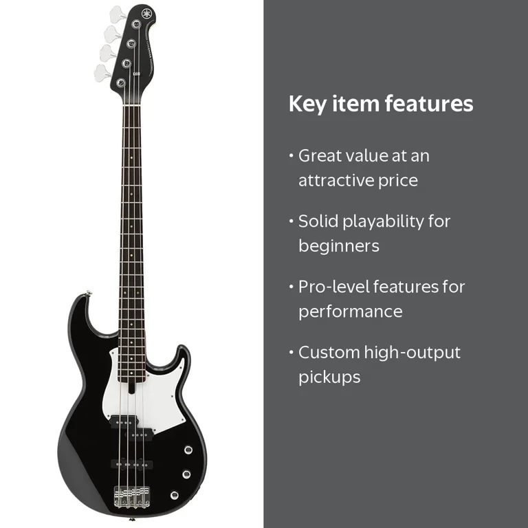 Yamaha BB234 Electric Bass Guitar, Black with White Pickguard