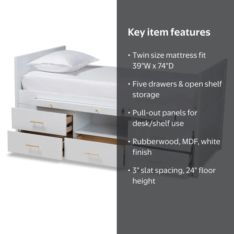 Baxton Studio Mirza Modern and Contemporary White Finished Wood 5