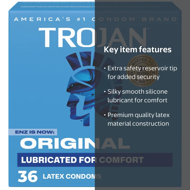 Trojan Original Latex Lubricated Condoms for Men, Classic Straight