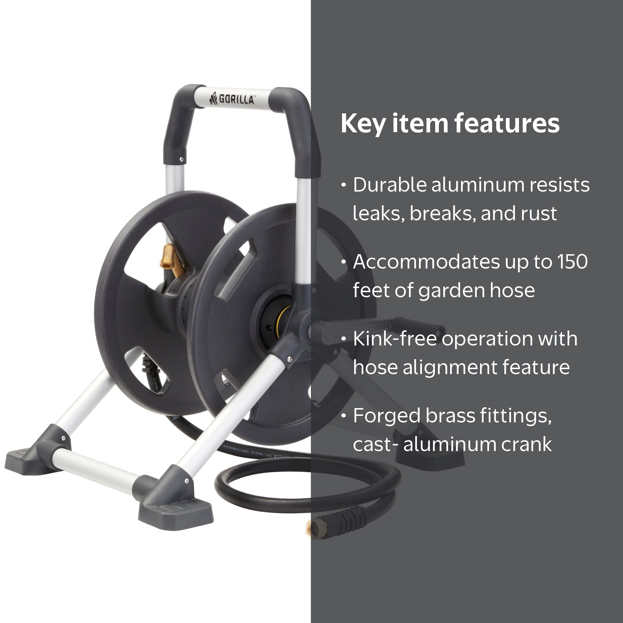 Gorilla Carts, Hose Reel, 150 ft, Aluminum Upright - Walmart.com