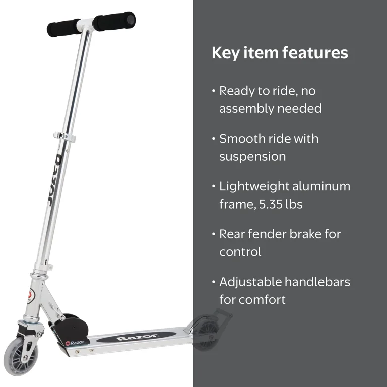 【希少】パーキングデリバリー「ELMO&eNrOll」ホワイト Razor A2 Folding Kick Scooter – Clear/Black, Wheelie Bar