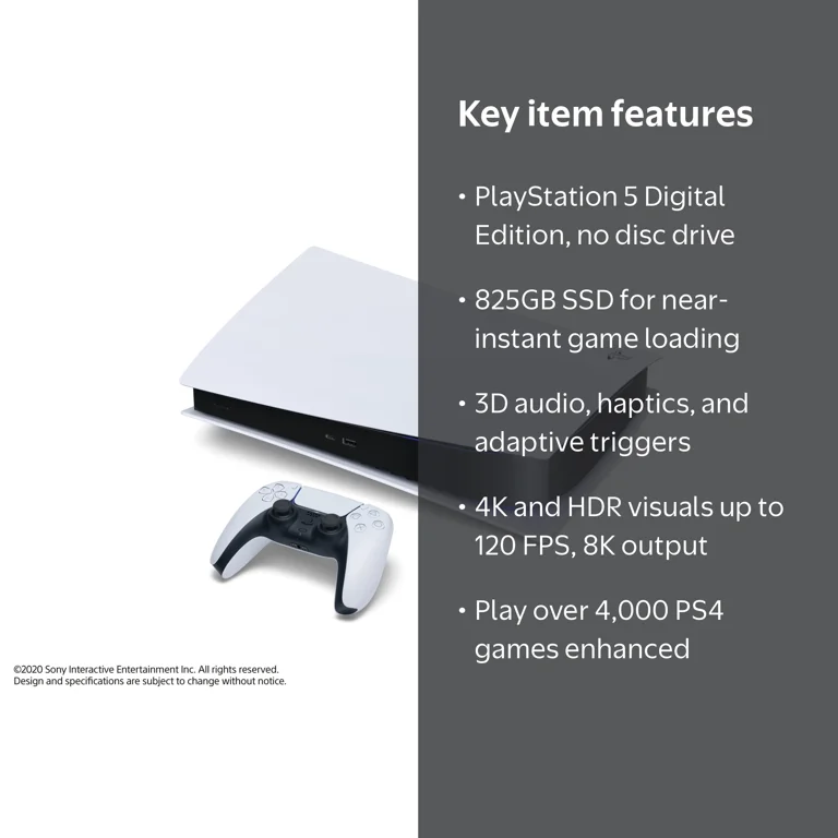 PlayStation, PlayStation 5 Digital Console, 825GB SSD, White