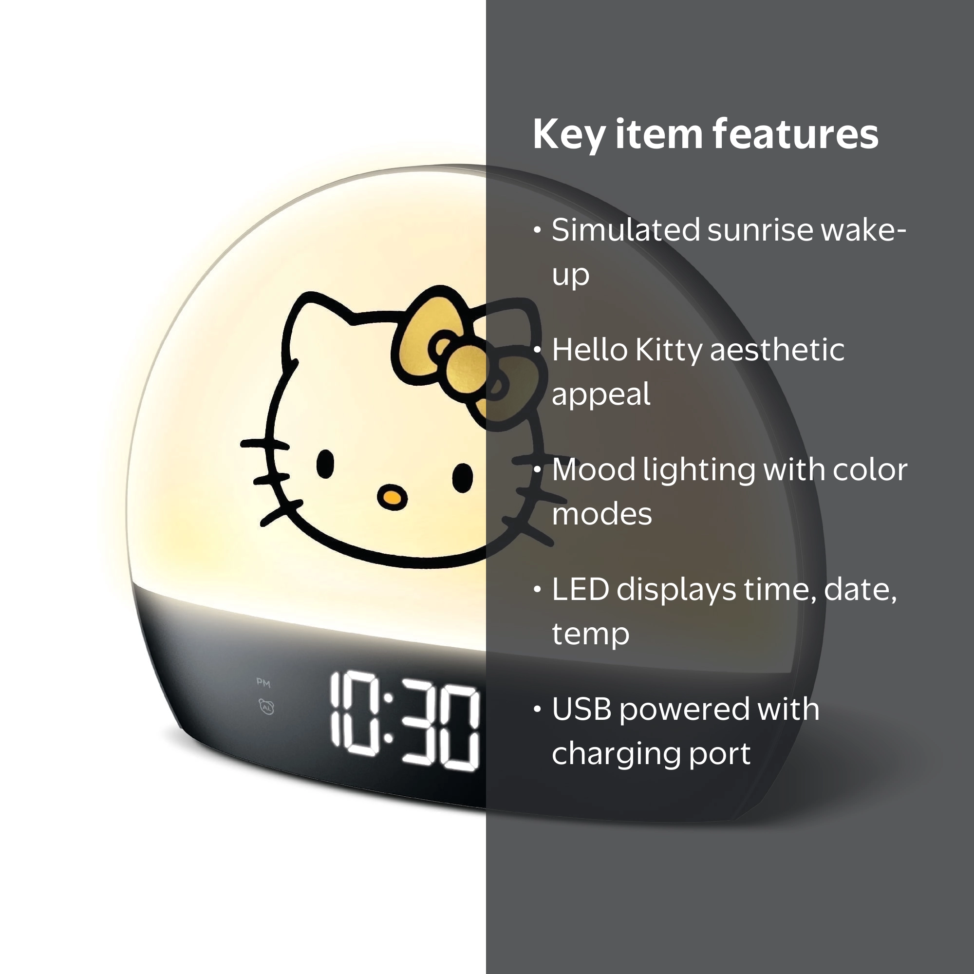 Hello Kitty, Sunrise Alarm Clock, RRK150, Multicolor Lights
