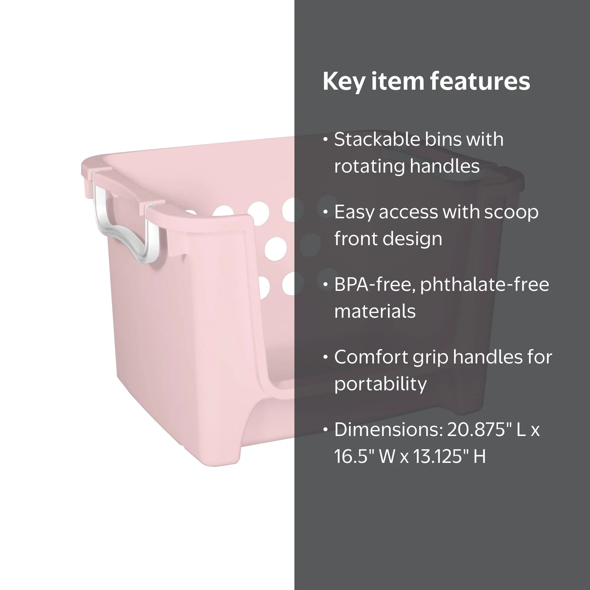 Your Zone Kids Open Front Stacking Toy Storage Bin with Handles