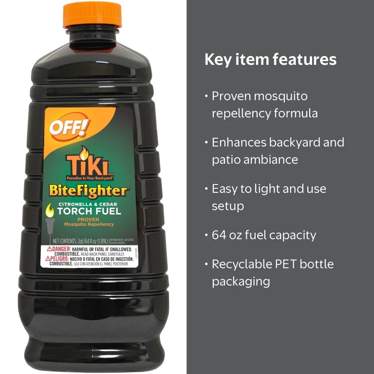 TIKI, Bitefighter Torch Fuel, 64 oz, Citronella and Cedar Oil