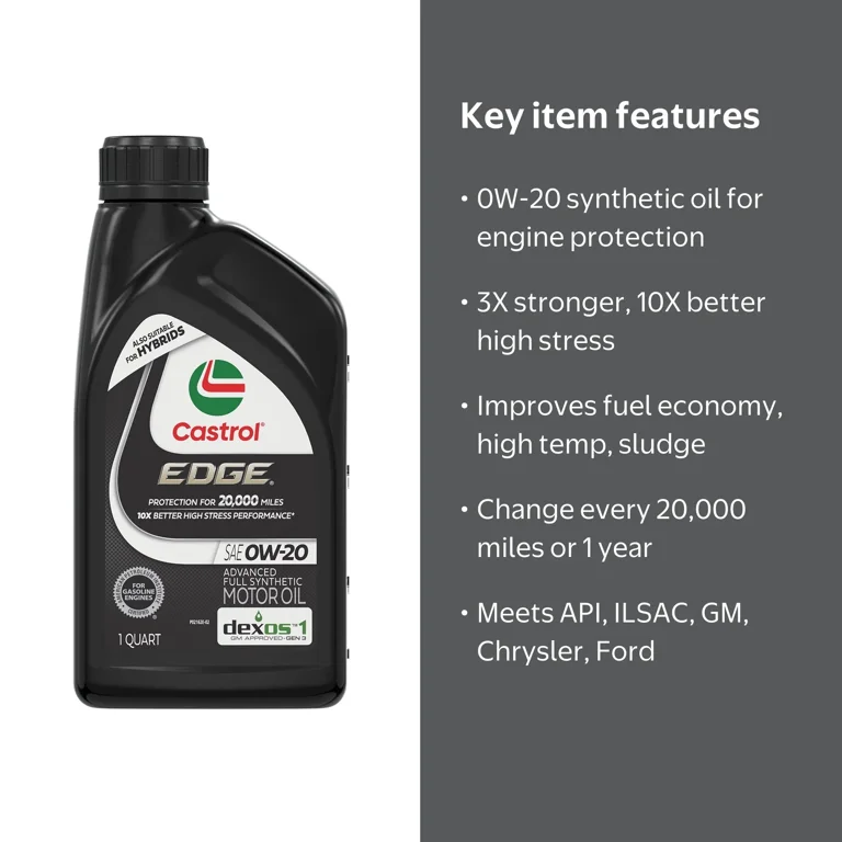 Castrol EDGE 0W-20 Advanced Full Synthetic Motor Oil, 1 Quart