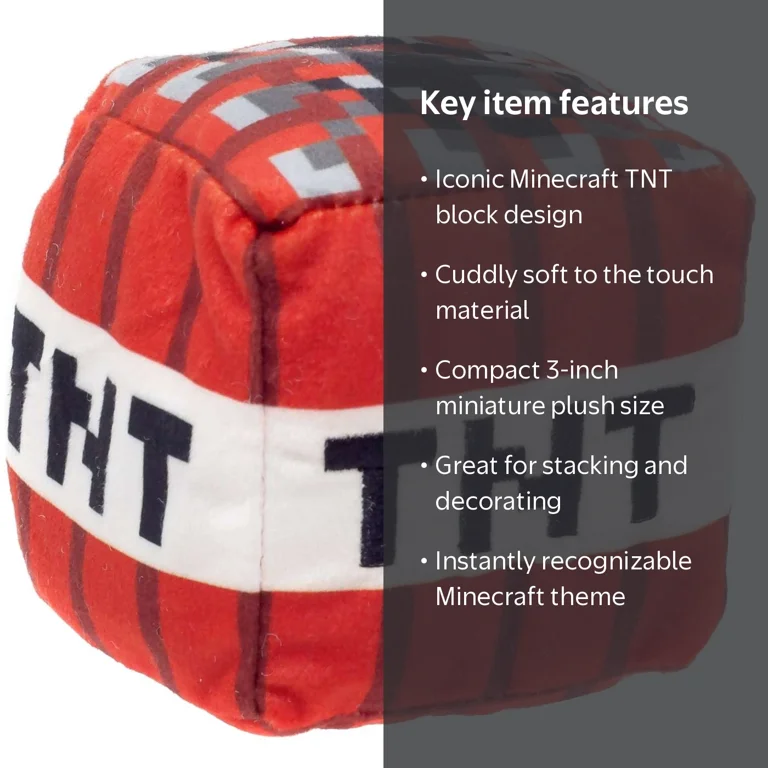 Mattel, Minecraft Basic Blocks TNT Mini Plush, Red - Walmart.com