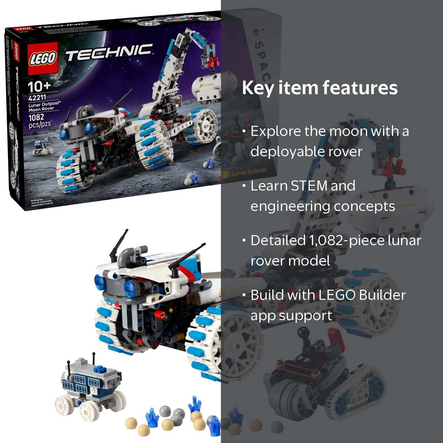 LEGO, Toy, All-Terrain Moon Rover, 1082 Pieces, Space Exploration