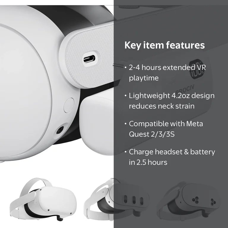 Prociv, Battery Pack for Meta Quest 3S/3/2, 5000mAh Extended