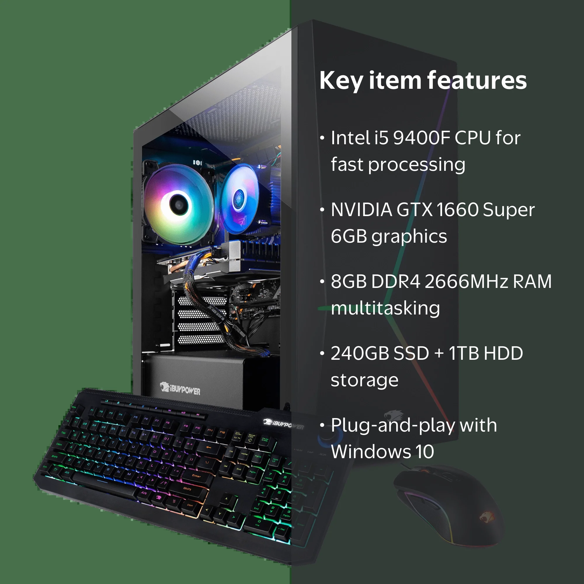 iBUYPOWER SLATE9050W - Gaming Desktop PC - Intel Core i5 9400F