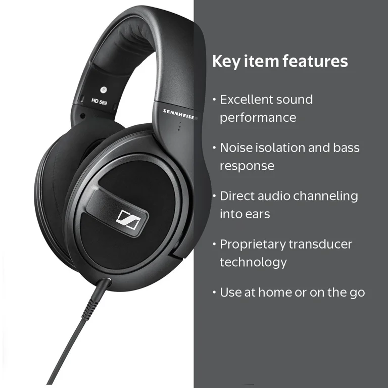 Sennheiser, HD 569 Headphones, Closed Back, Noise Isolating, Black
