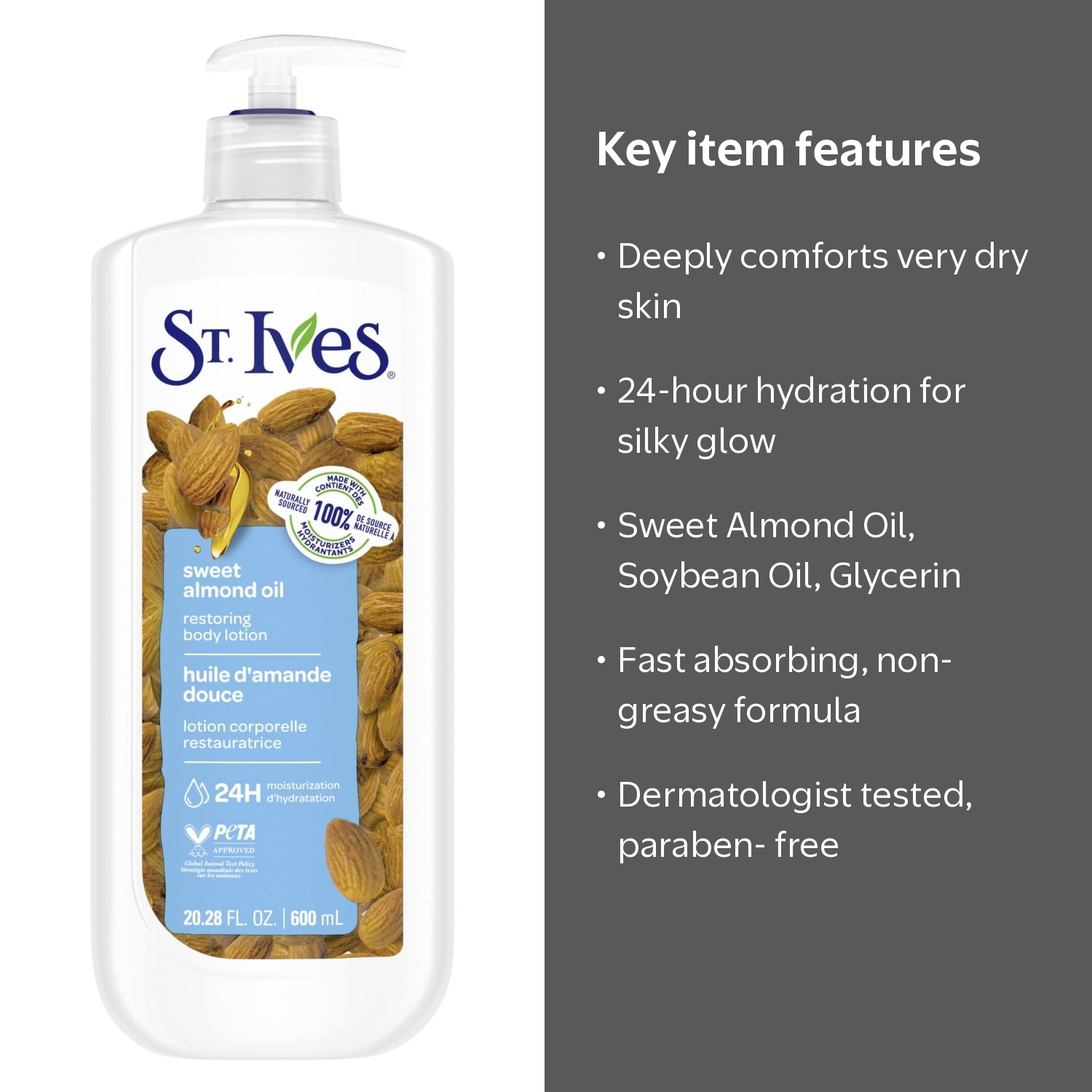 St. Ives Hand & Body Lotion, Sweet Almond Oil, Restoring Body Care
