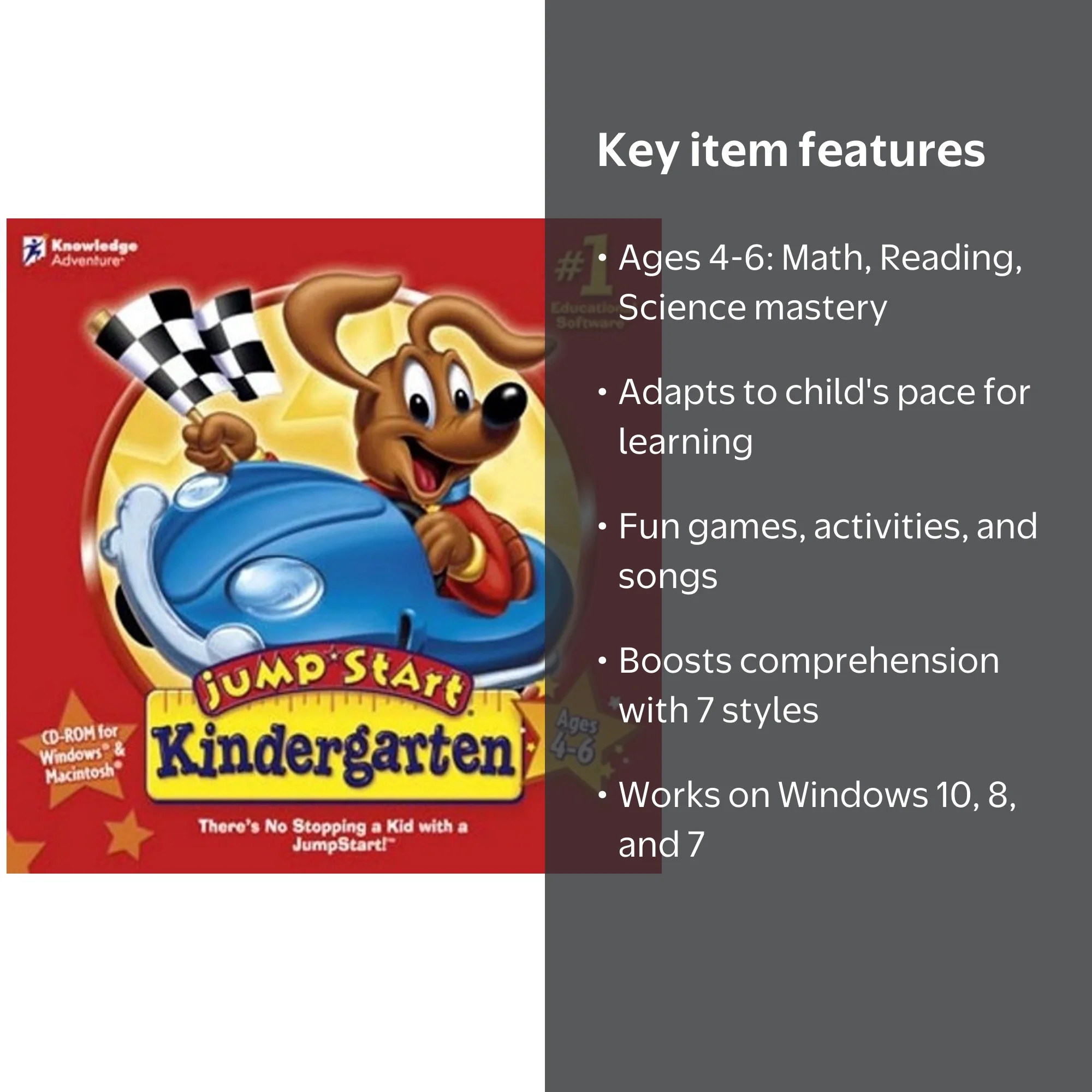 Knowledge Adventure, JumpStart Kindergarten, Ages 4-6 - Walmart.com