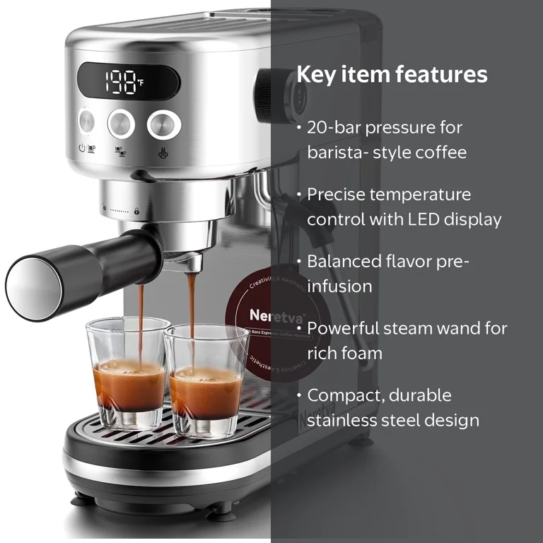 Neretva, Espresso Machine, 20 Bar, Compact Stainless Steel