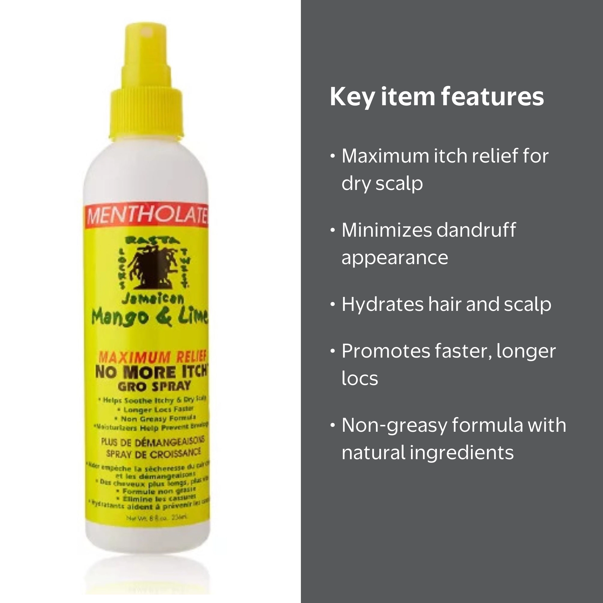 Jamaican Mango & Lime No More Itch Gro Spray 8 oz, Hair & Scalp