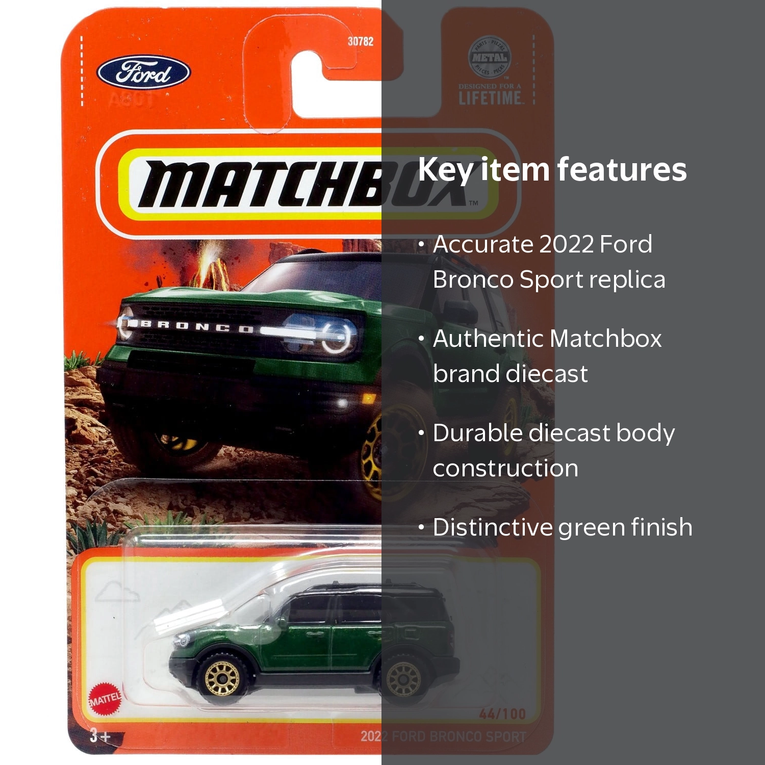 Matchbox, Matchbox 2022 Ford Bronco Sport Diecast Car, Green
