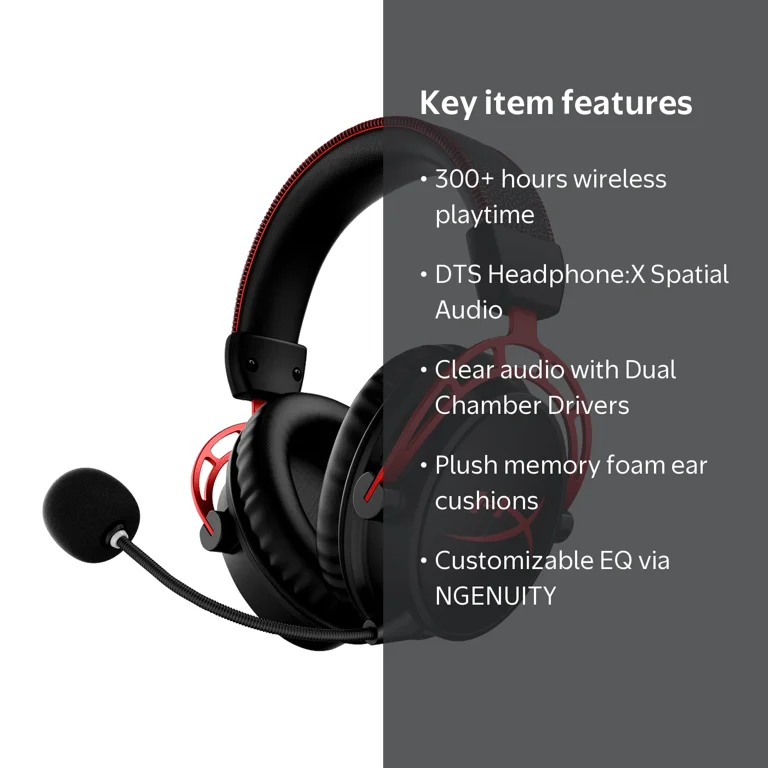 HyperX, Headset, Wireless, 300 Hours Battery, DTS Spatial Audio
