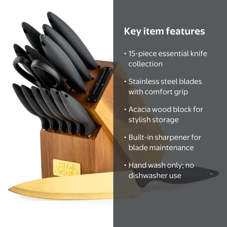 Free Shipping! Thyme & Table Stainless Steel 15-Piece Knife Set