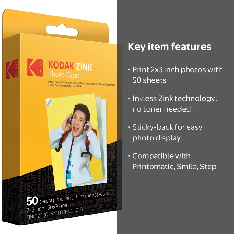 Kodak, Zink Printomatic Smile Photo Paper, 2