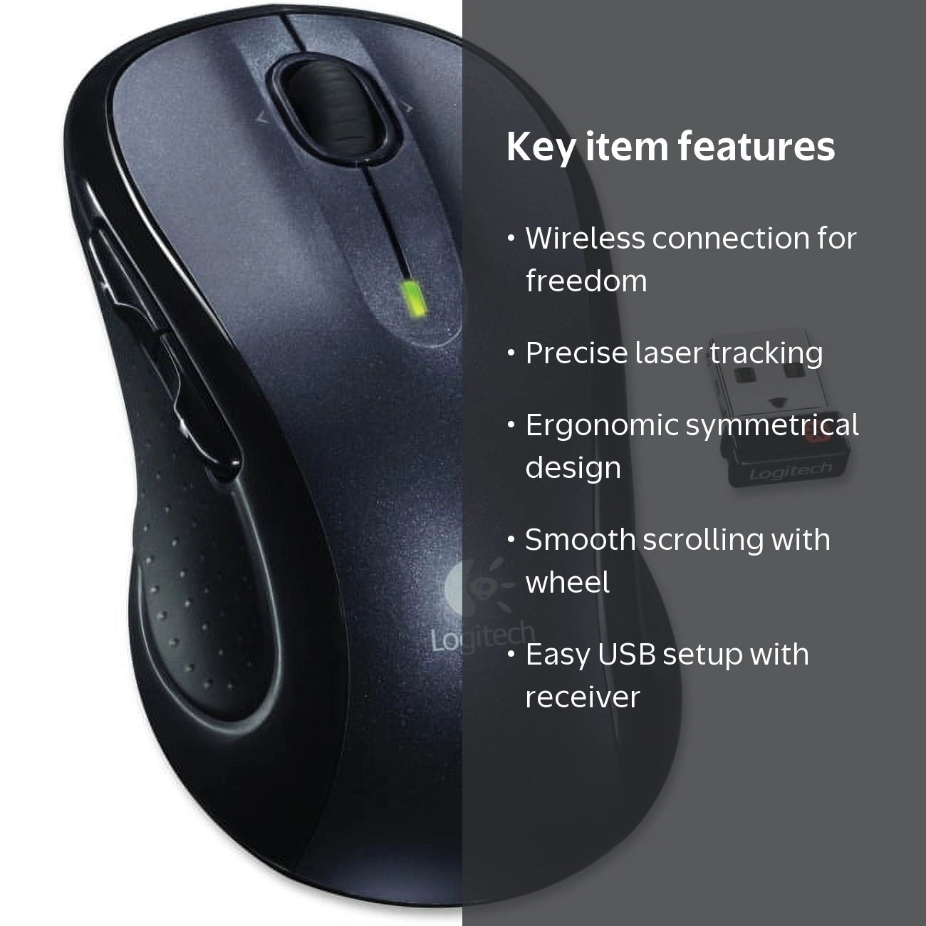 Logitech M510 Wireless Laser Mouse, Black, Model: 910-001822
