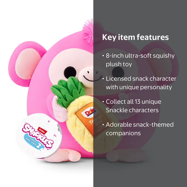 SNACKLES, Plush Toy, 8 inch, Dole Pineapple Oli the Monkey