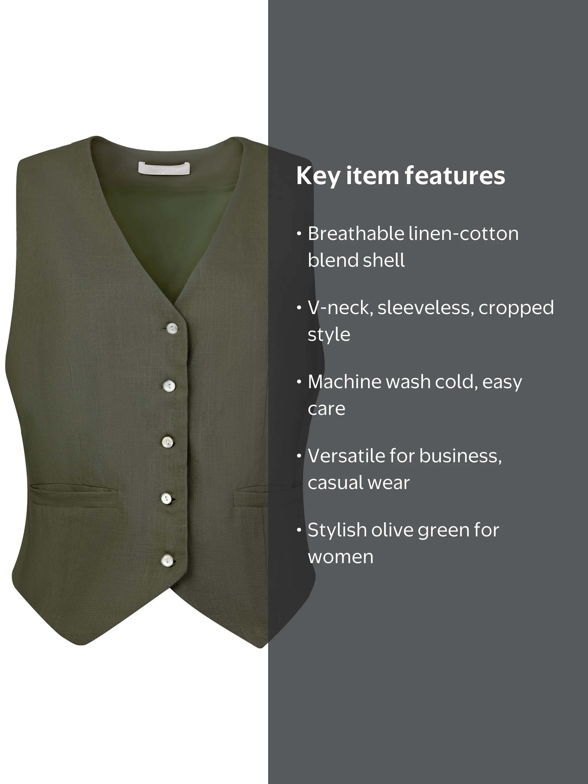 DARING DIVA Women's Linen Vest Button Down V Neck Business