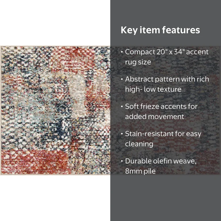 Mainstays Modern Morgana Multi-Color 20 in x 34 in Olefin Area Rug