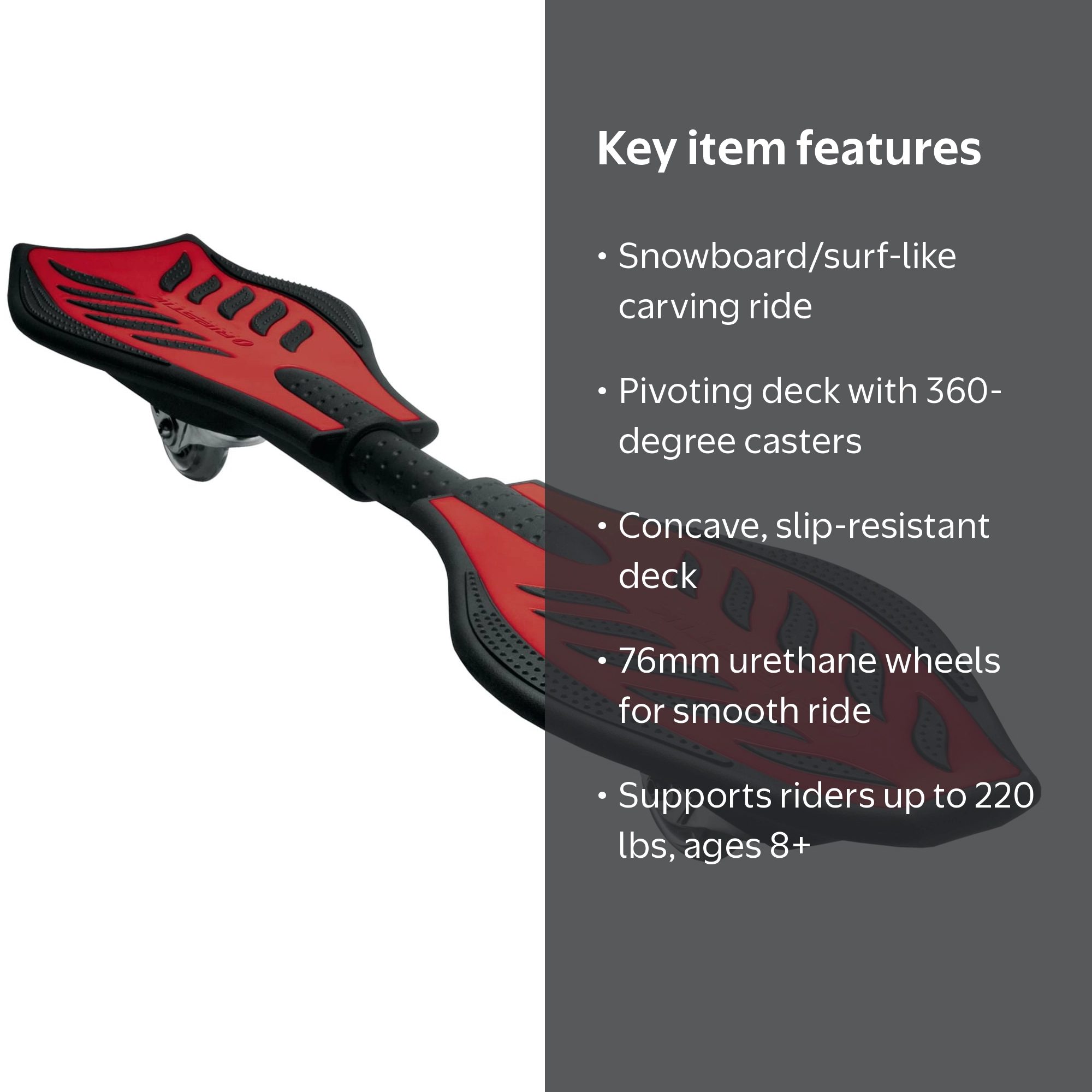 Razor RipStik Ripster Classic Red 2 Wheel Skateboard, 76 mm 360