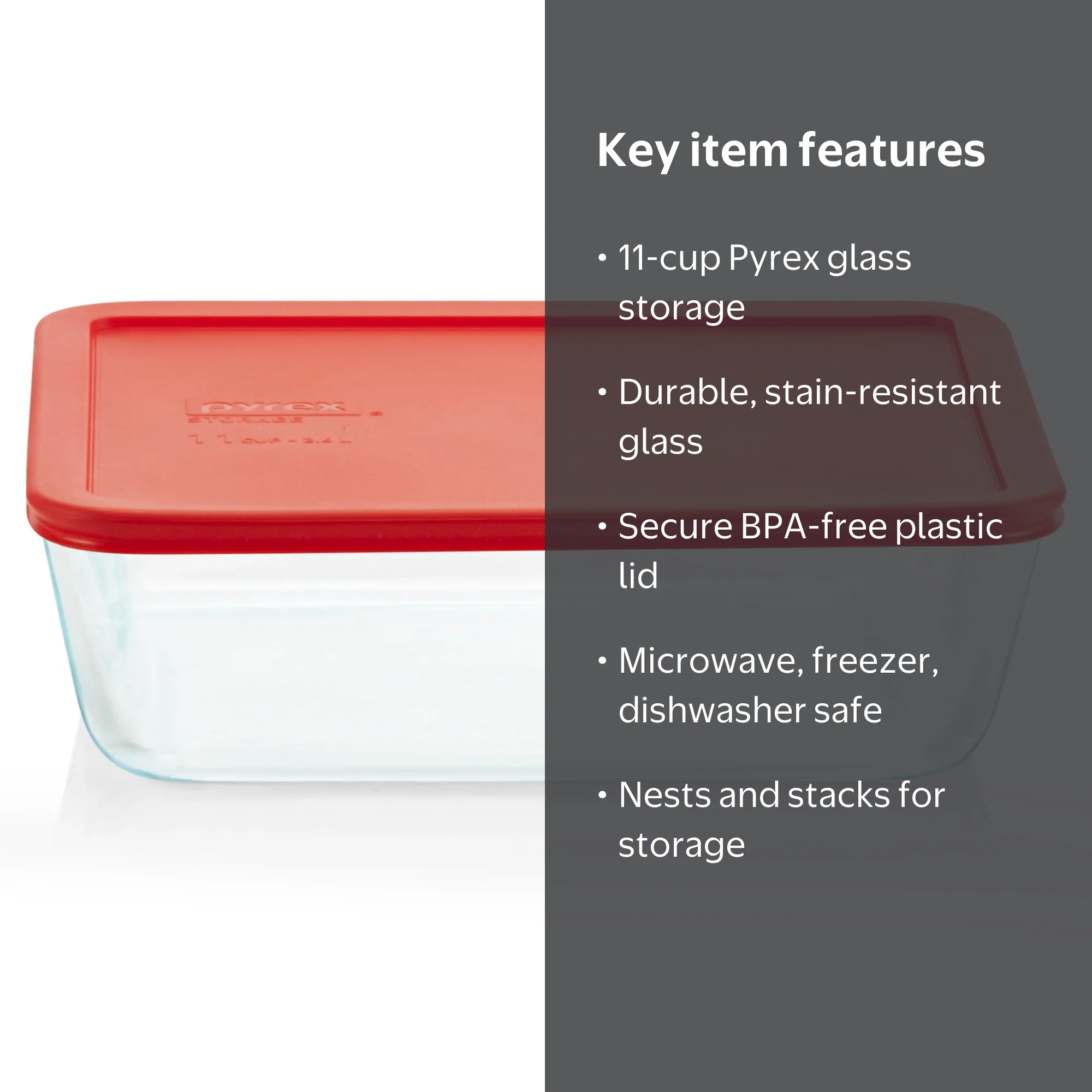 11-Cup Glass Food Storage Container with Red Lid, Airtight for Pantry  Organization, Meal Prep, and Leftovers