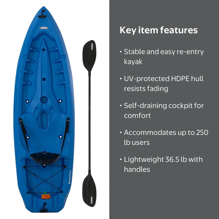 Kaya❤️ Lifetime Youth Wave Paddle Kayak, Daylite 8 ft Sit-on-Top, Storm