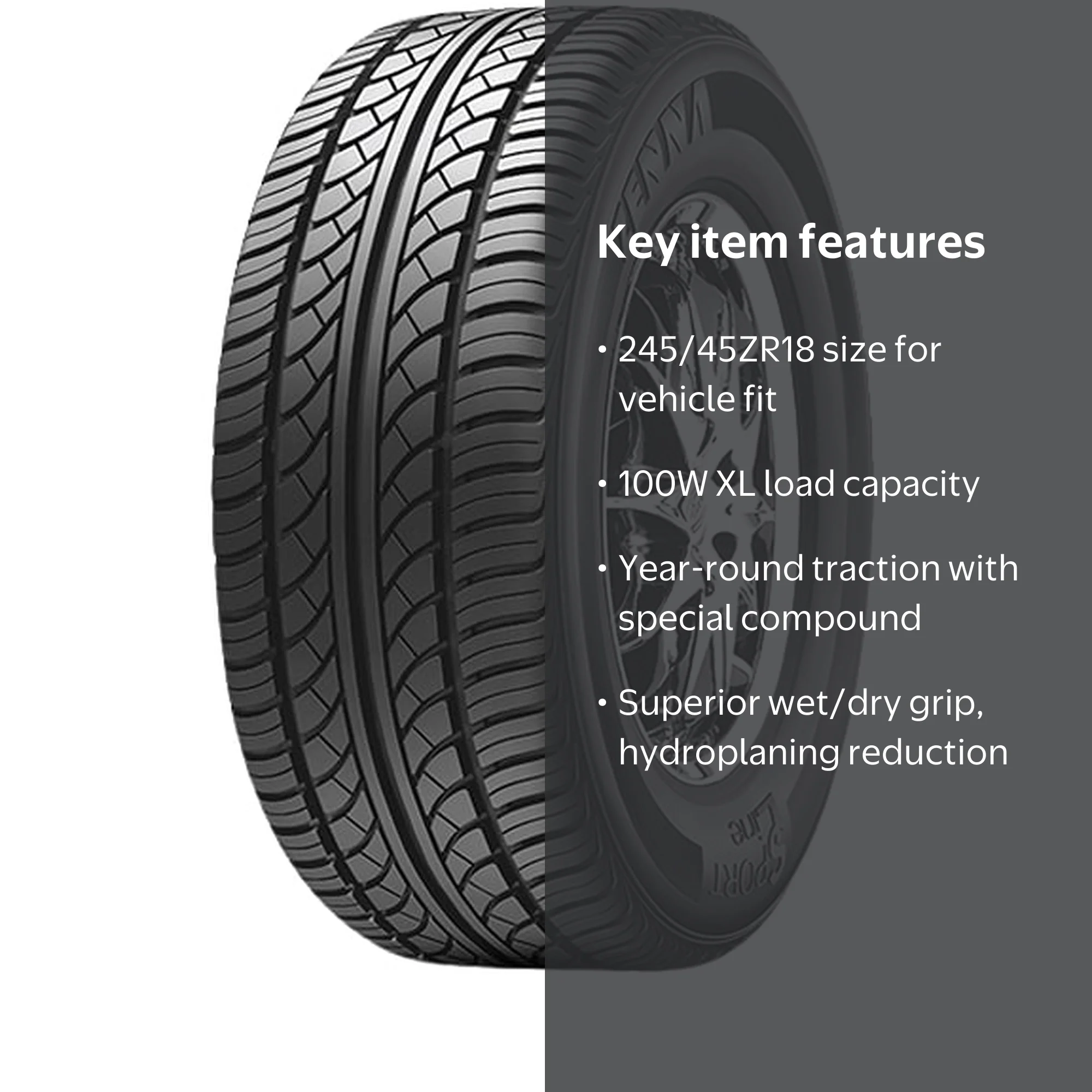 Zenna, Passenger Tire, 245/45ZR18 100W XL, All Season High