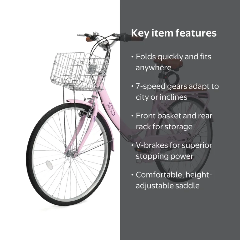 Ktaxon 26 Inch Folding Beach Cruiser Bike, 7 Speed Womens Bike