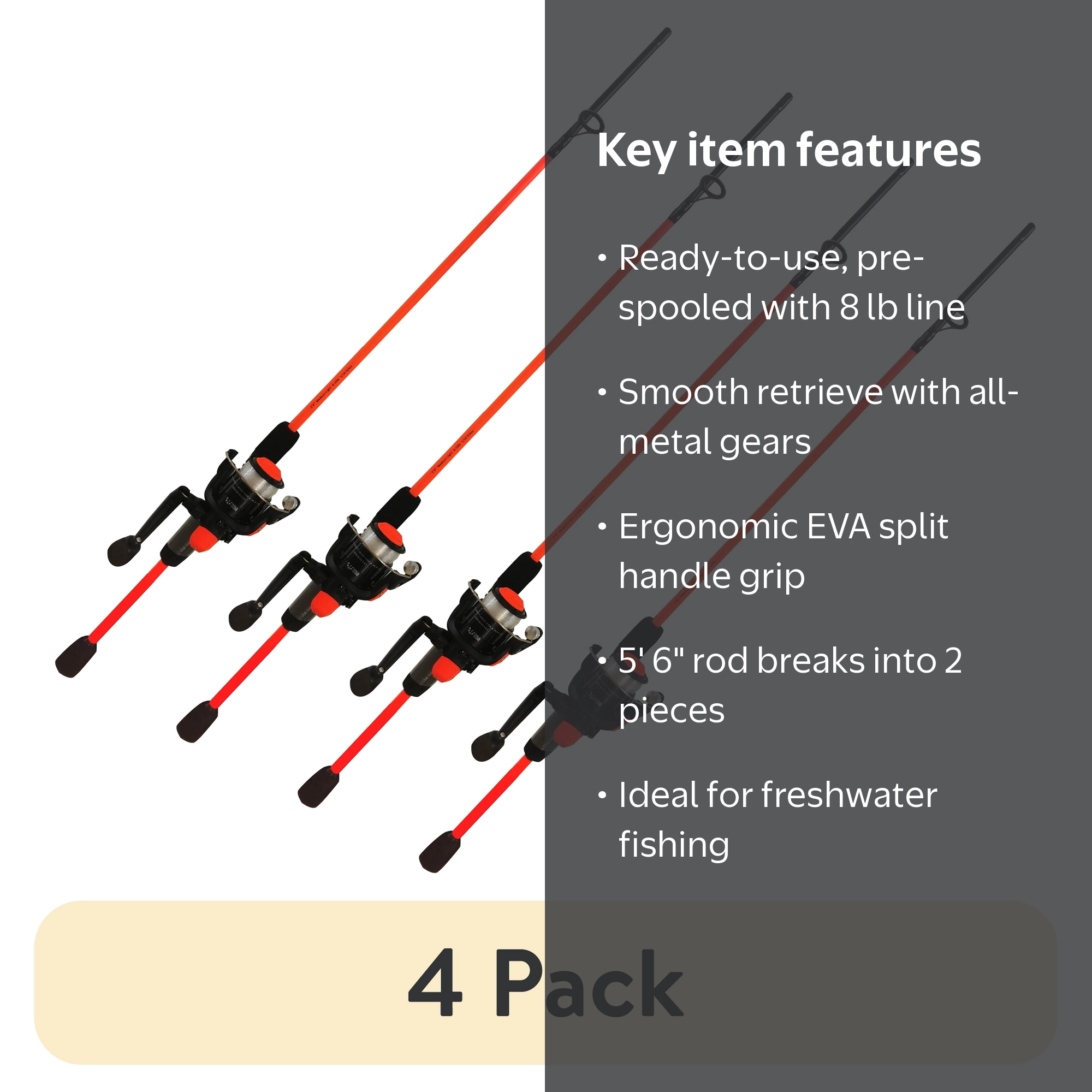 Free Shipping! Ozark Trail 4 Pack Wayfarer Spinning Fishing Rod