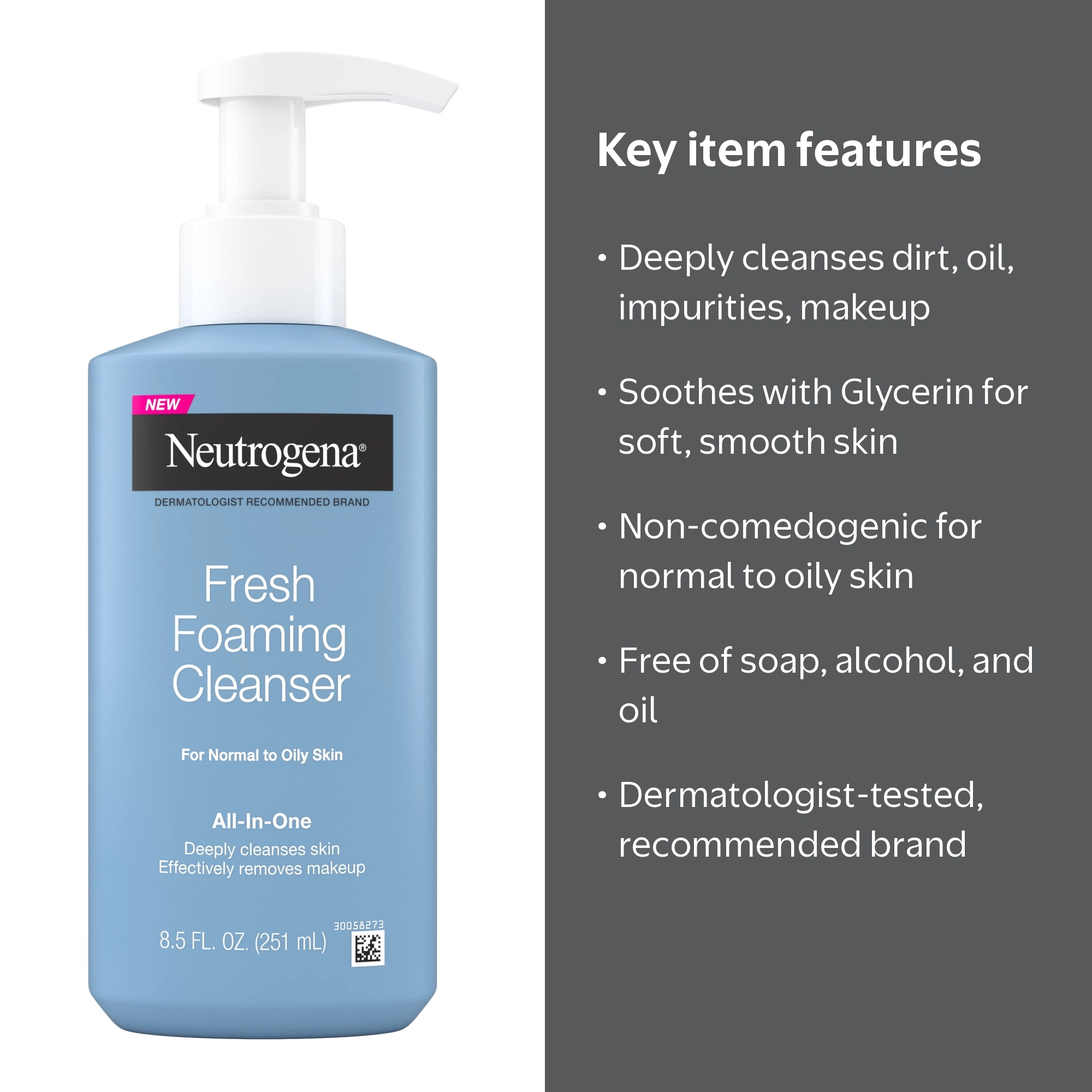 Neutrogena Fresh Foaming Facial Cleanser & Makeup Remover, 8.5 fl
