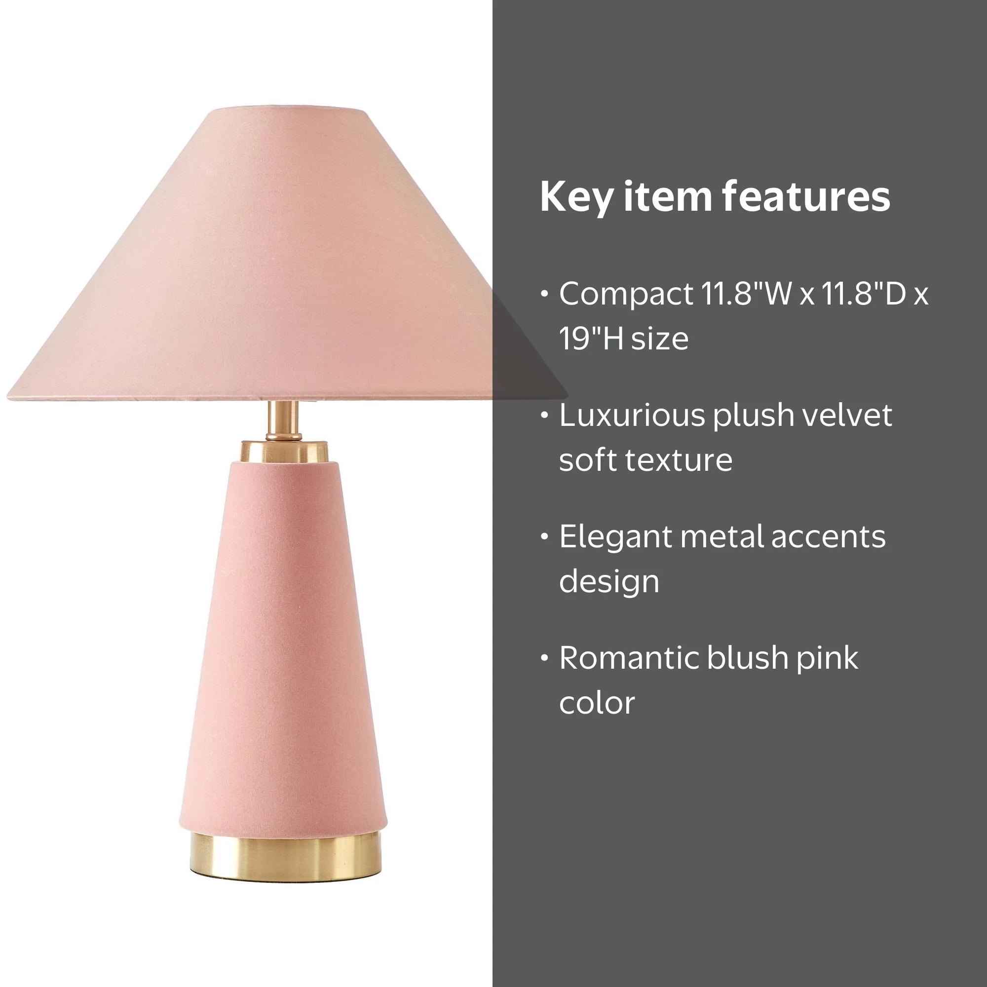 Beautiful Rose Pink Velvet Table Lamp by Drew Barrymore, 19