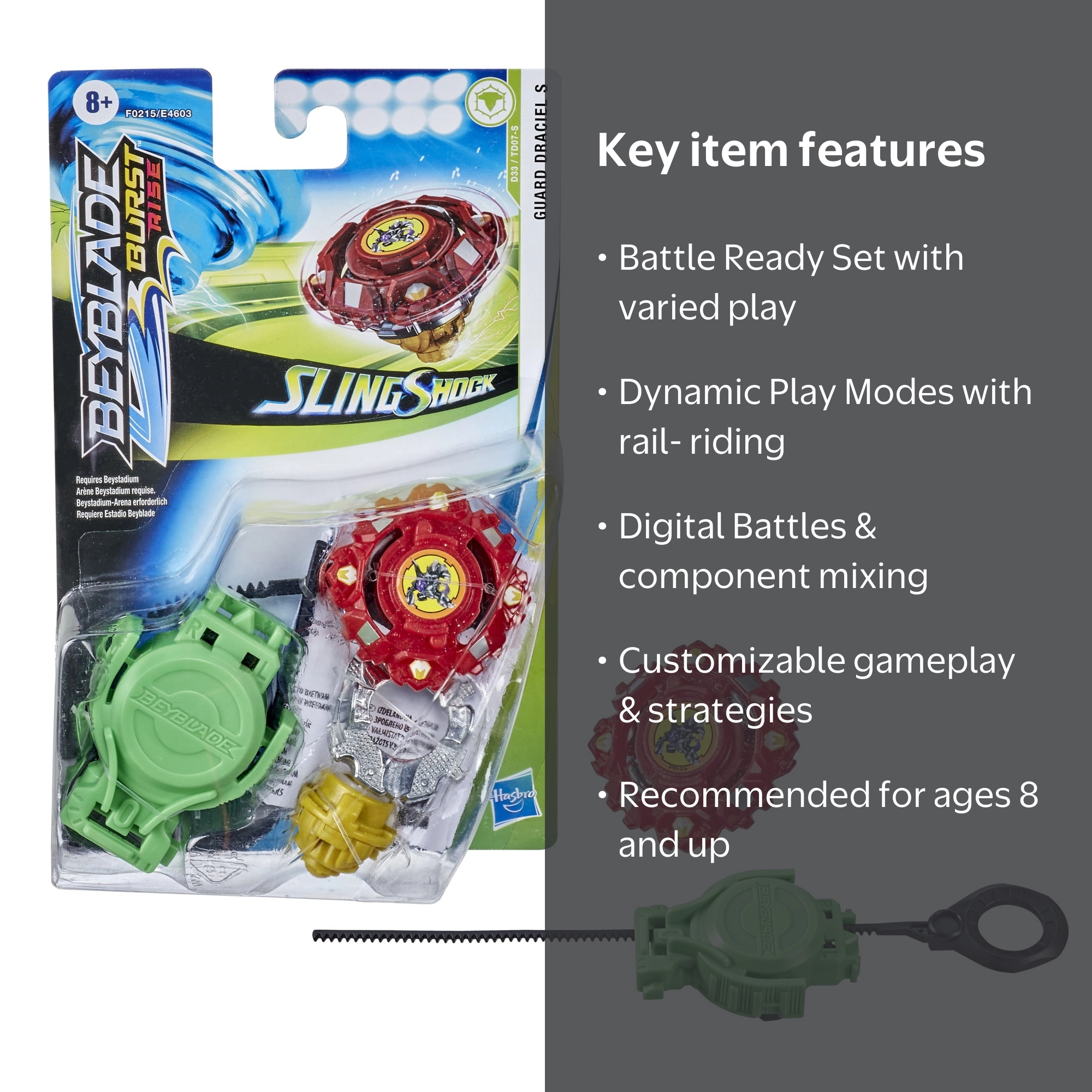 Beyblade Burst Rise Slingshot Guard Draciel S Battling Top Set for