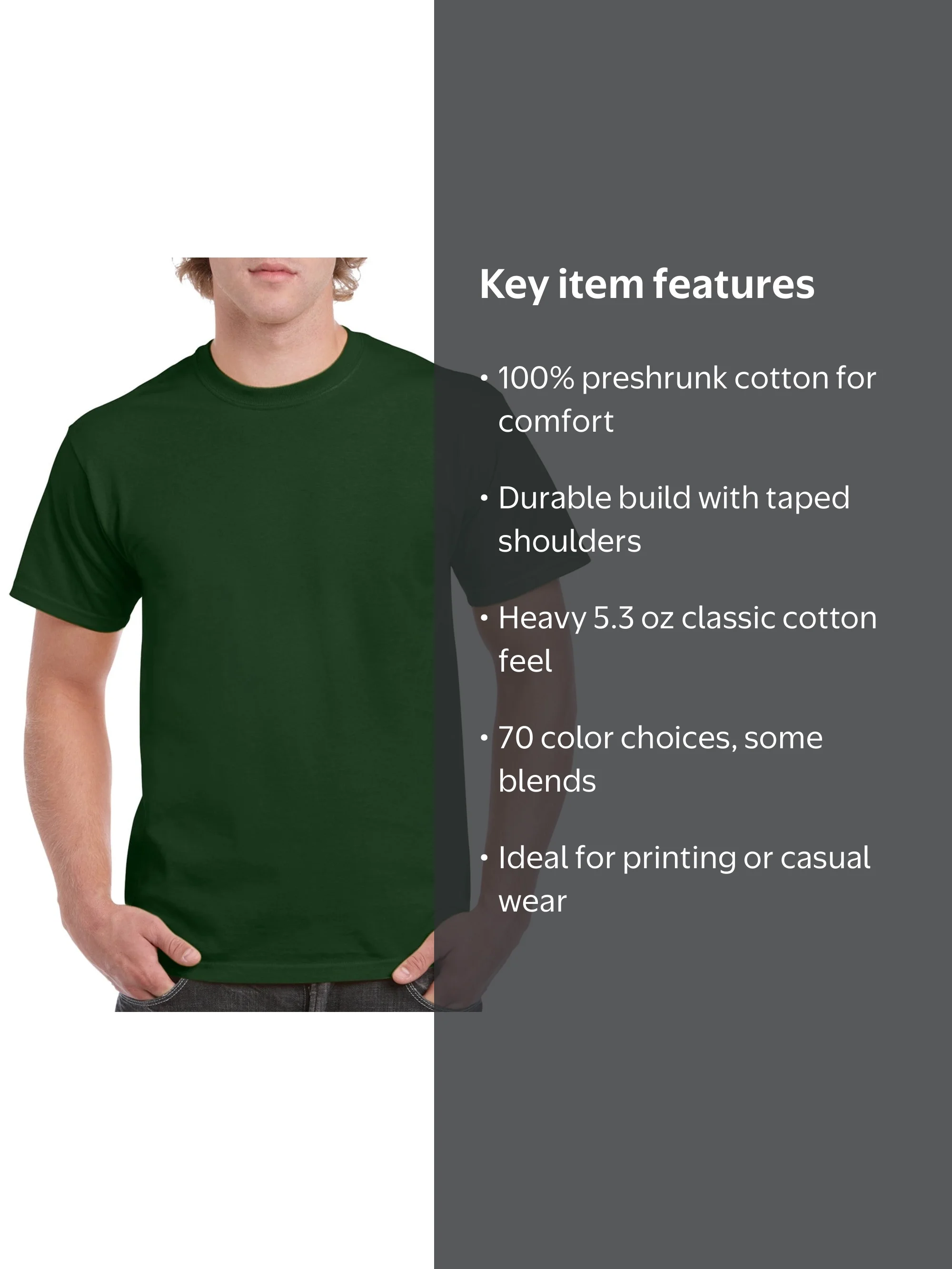 Gildan Mens Heavy Cotton T-Shirt, 2XL, Forest Green - Walmart.com