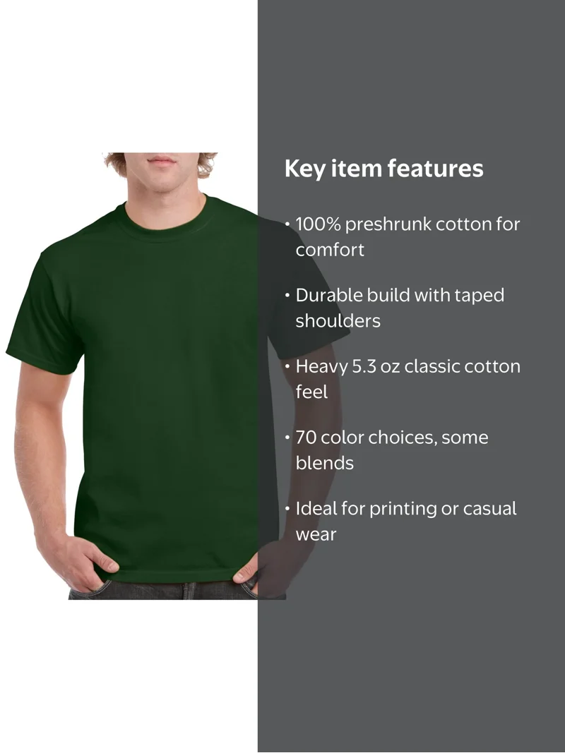 Gildan Mens Heavy Cotton T-Shirt, 2XL, Forest Green - Walmart.com